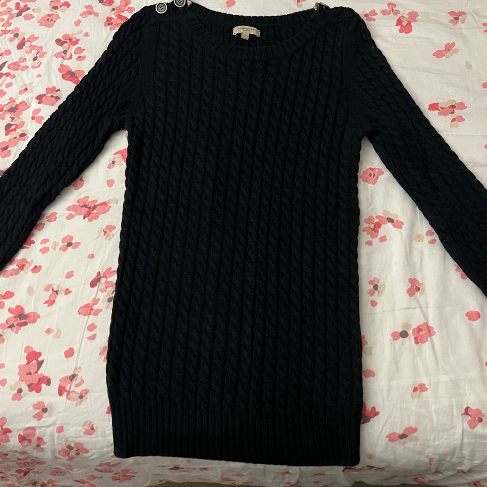 Burberry Black Knit Sweater with Button Accents